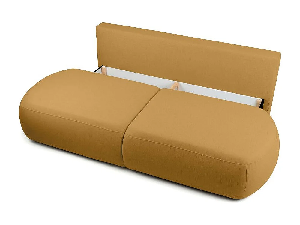 Canapé convertible 4 places en tissu texturé jaune FABIO