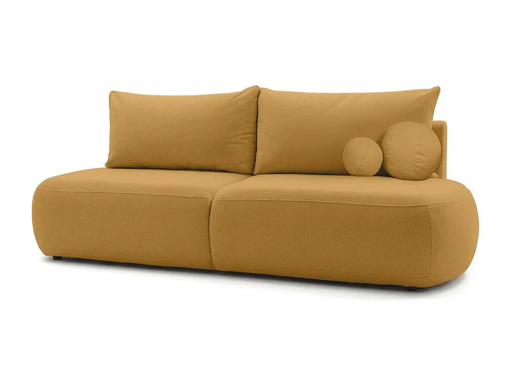 Canapé convertible 4 places en tissu texturé jaune FABIO