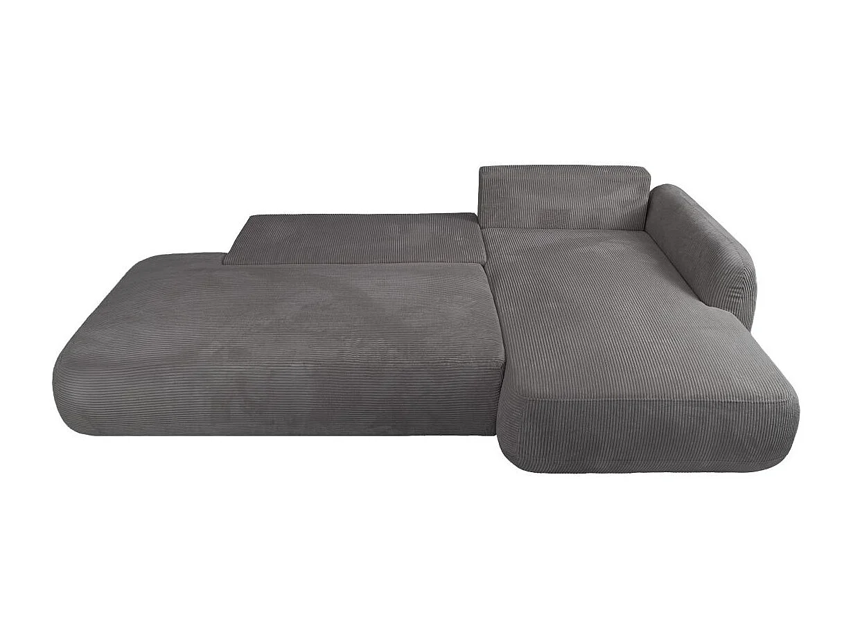 Canapé d'angle droit convertible 5 places en velours côtelé gris anthracite FABIO