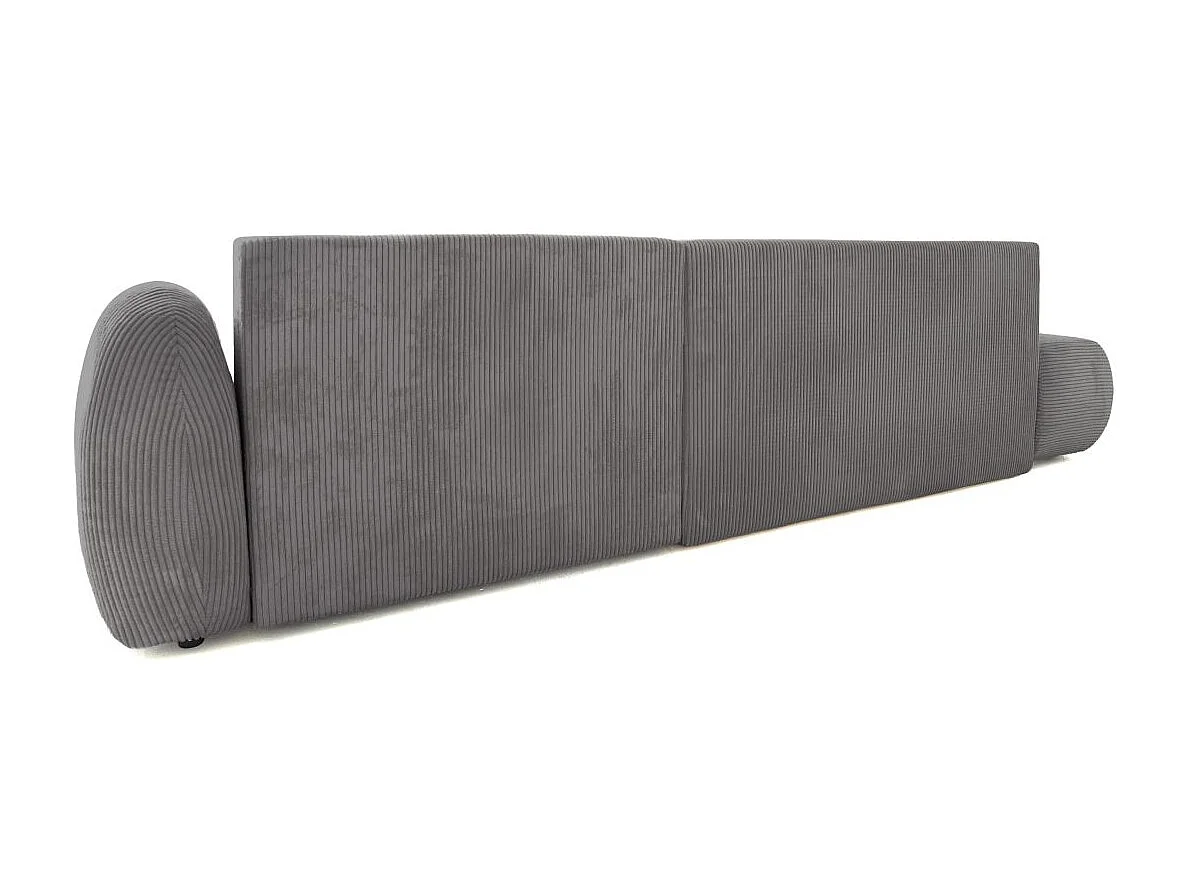 Canapé d'angle droit convertible 5 places en velours côtelé gris anthracite FABIO