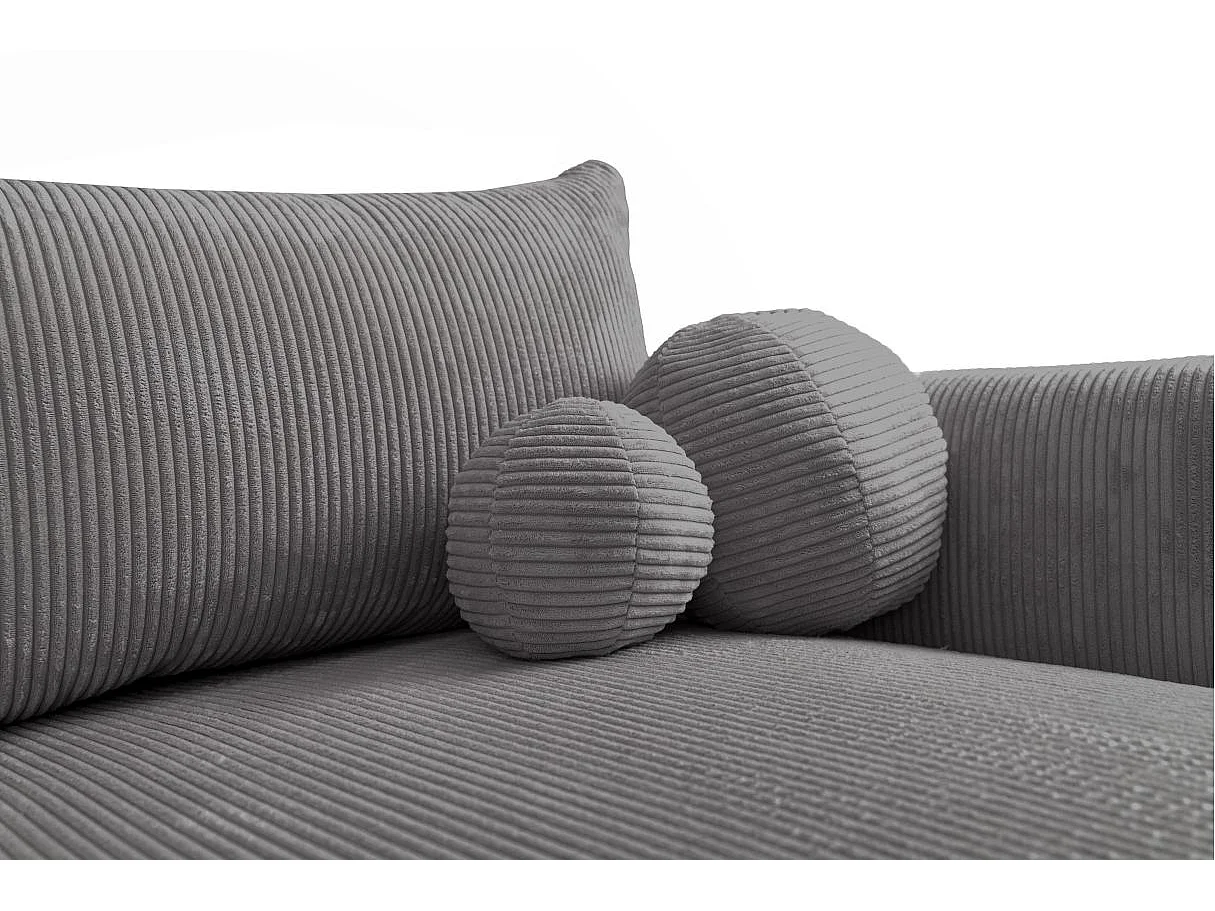 Canapé d'angle droit convertible 5 places en velours côtelé gris anthracite FABIO