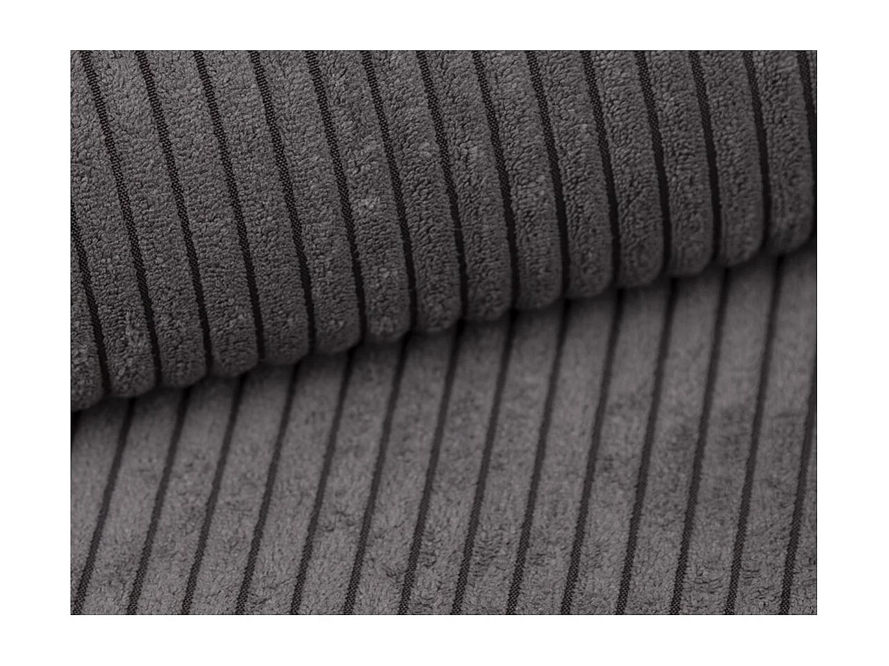 Canapé d'angle droit convertible 5 places en velours côtelé gris anthracite FABIO