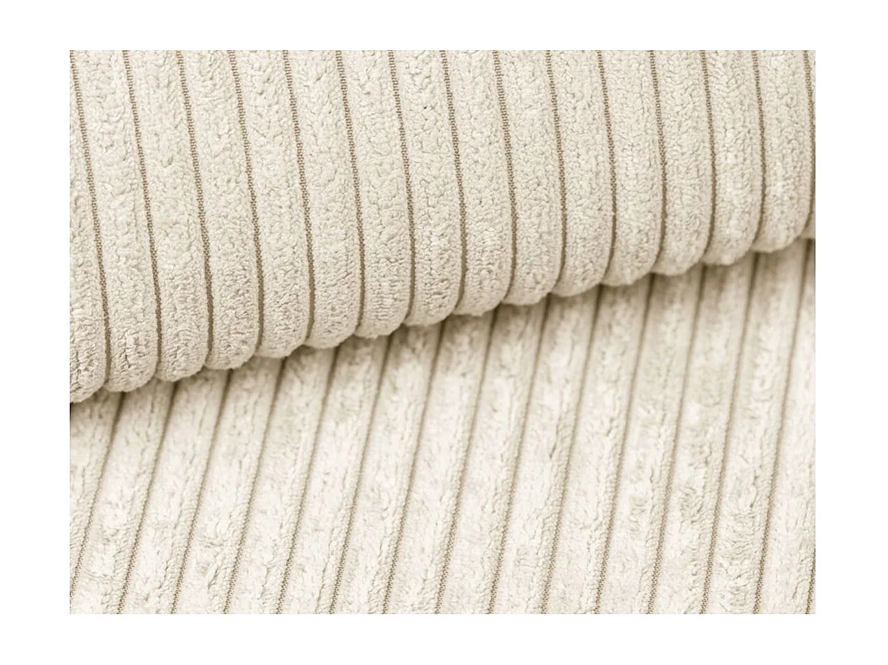 Canapé d'angle droit convertible 5 places en velours côtelé beige FABIO