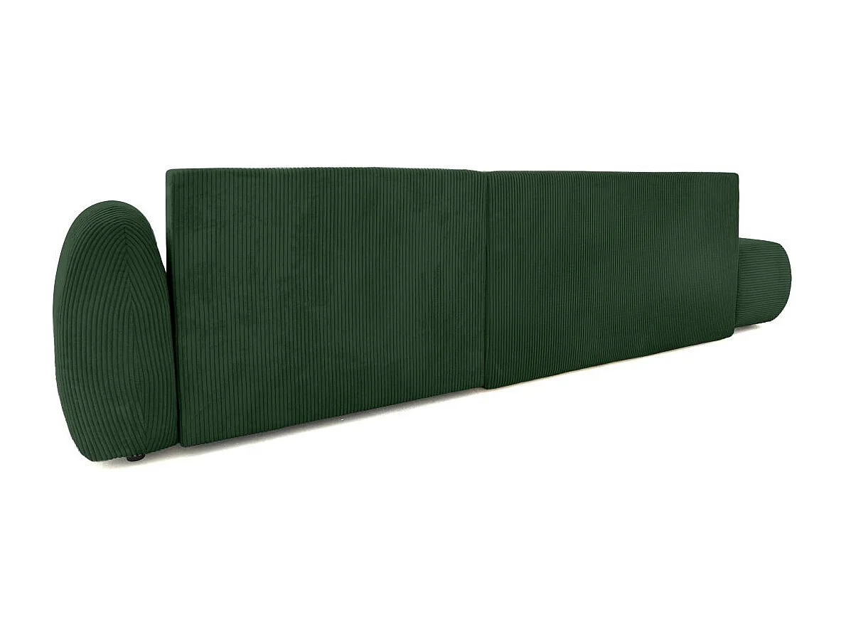 Canapé d'angle droit convertible 5 places en velours côtelé vert FABIO