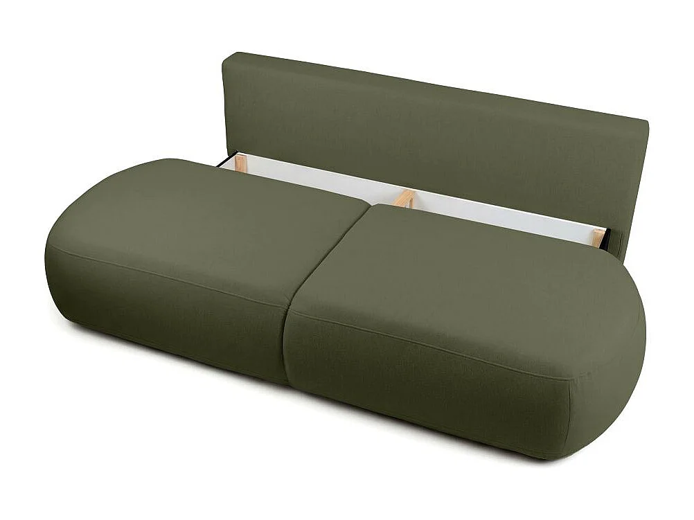 Canapé convertible 4 places en tissu texturé vert FABIO