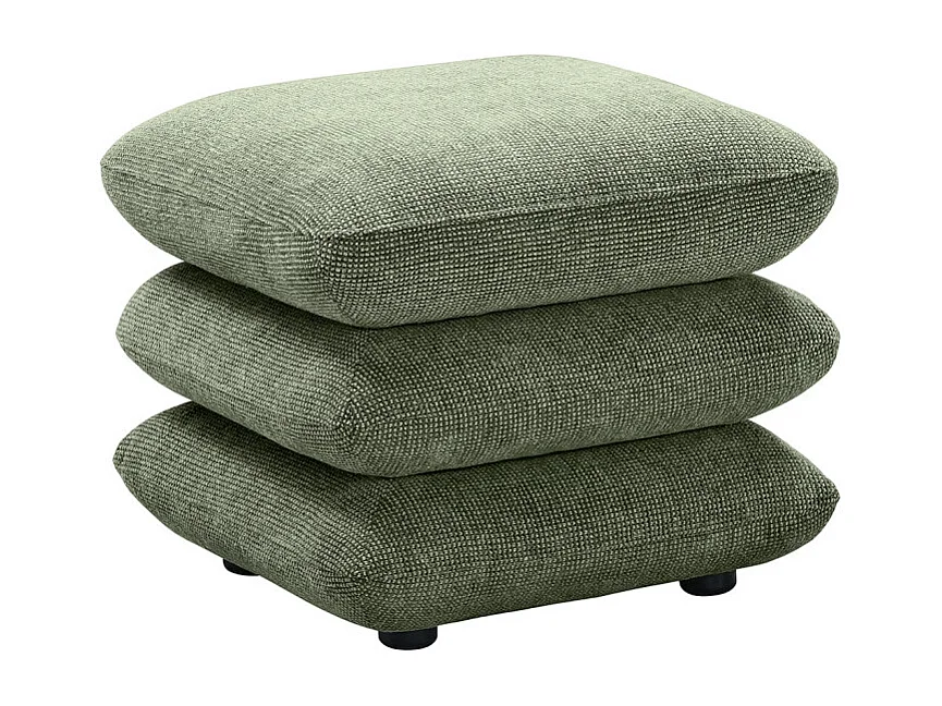 Pouf carré pivotant coussins empilés tissu chenille vert – LOUELLA