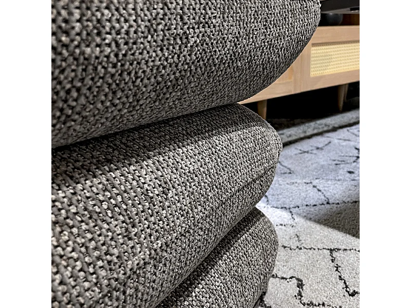 Pouf carré pivotant coussins empilés tissu chenille gris foncé – LOUELLA