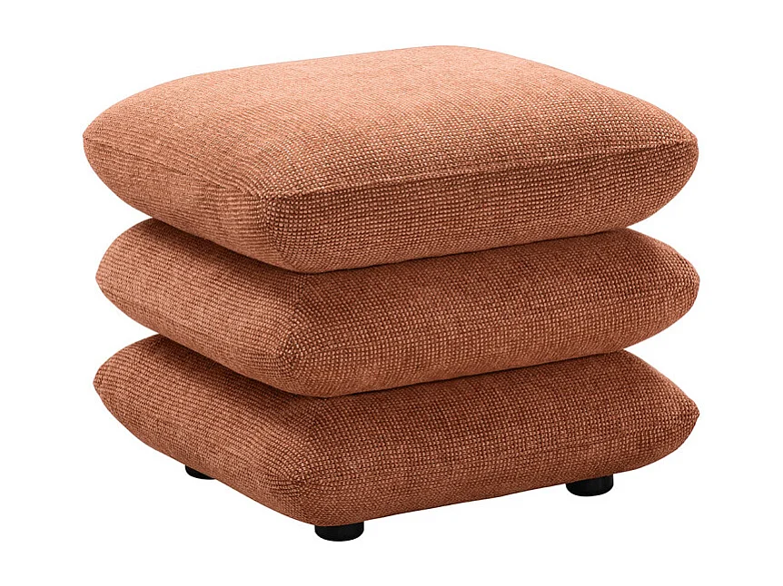 Pouf carré pivotant coussins empilés tissu chenille terracotta – LOUELLA