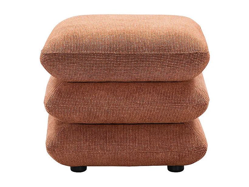 Pouf carré pivotant coussins empilés tissu chenille terracotta – LOUELLA