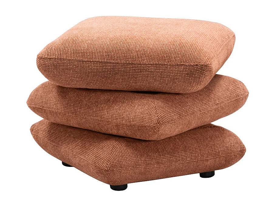Pouf carré pivotant coussins empilés tissu chenille terracotta – LOUELLA