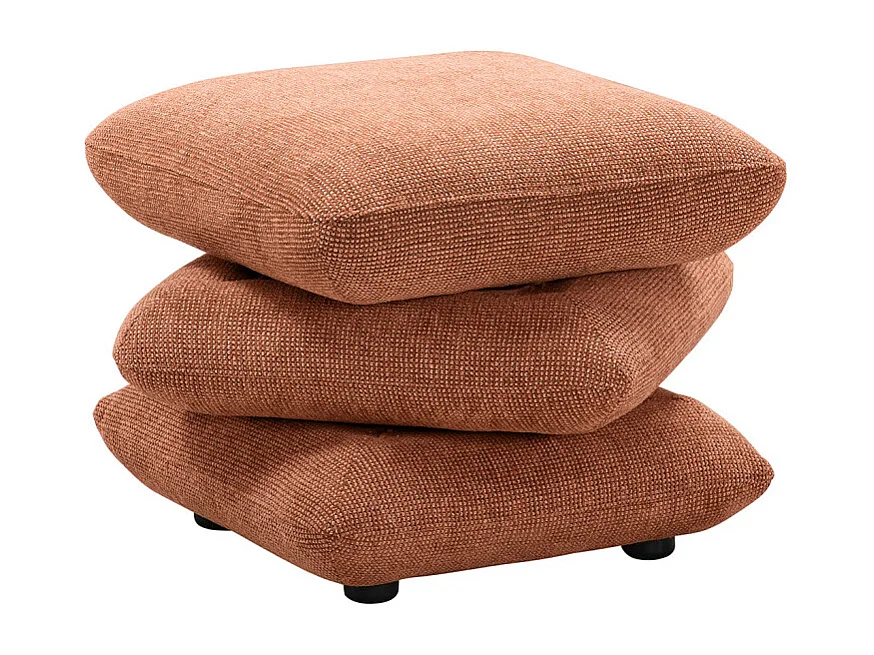 Pouf carré pivotant coussins empilés tissu chenille terracotta – LOUELLA