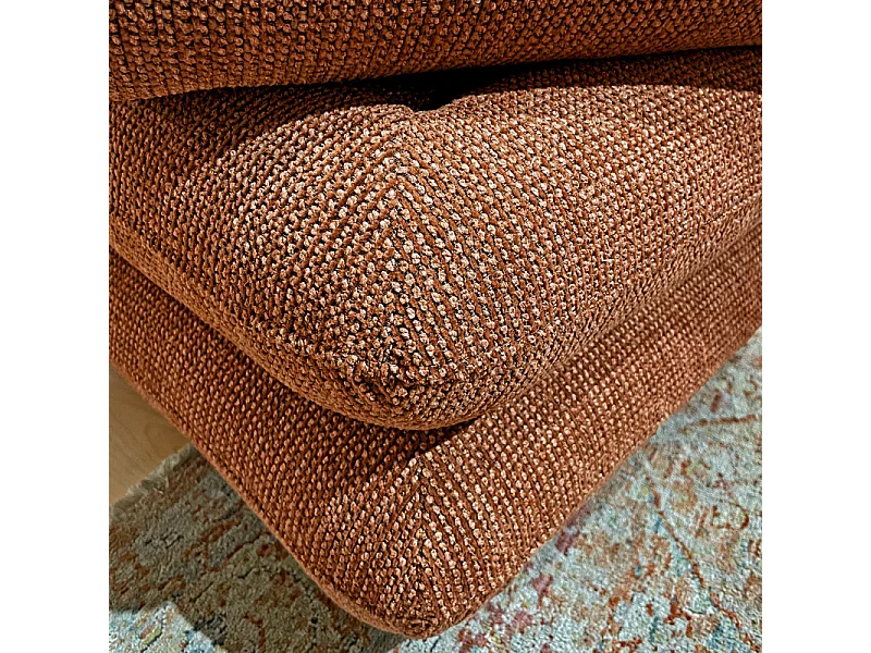 Pouf carré pivotant coussins empilés tissu chenille terracotta – LOUELLA