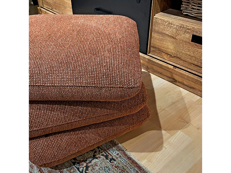 Pouf carré pivotant coussins empilés tissu chenille terracotta – LOUELLA