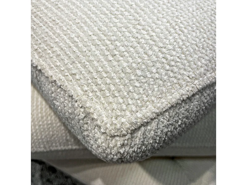 Pouf carré pivotant coussins empilés tissu chenille écru – LOUELLA