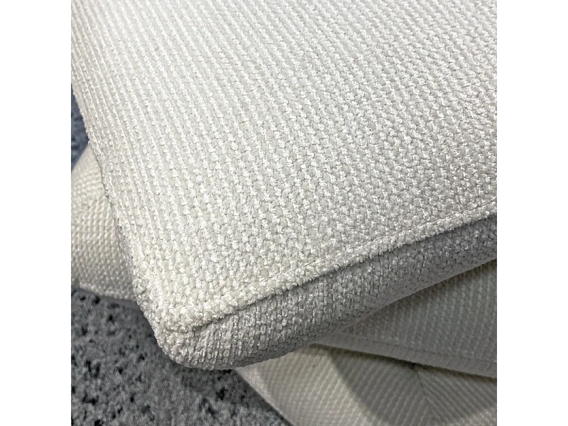 Pouf carré pivotant coussins empilés tissu chenille écru – LOUELLA