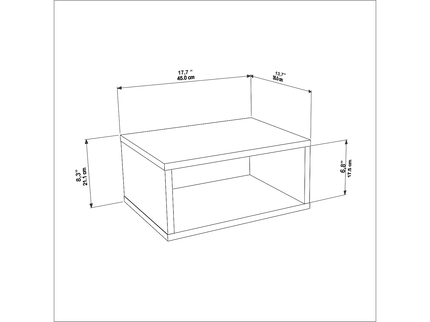 Decorotika Dora Floating Nightstand - 45 cm W x 21.1 cm H x 35 cm D