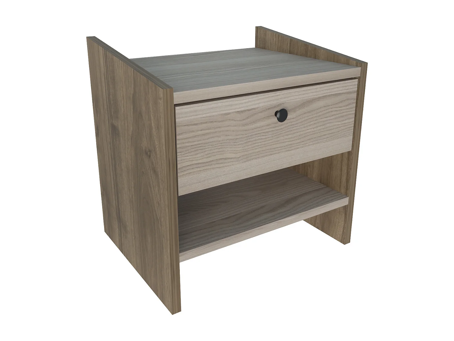 Decorotika Berlin Nightstand with Open Shelf and Drawer