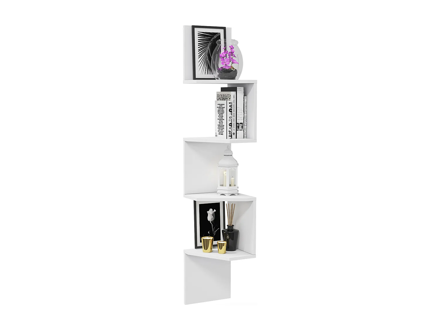 Decorotika Desaldo Corner Wall Shelf 4-tier -  W 26.7 cm x H 155 cm x D 26.7 cm
