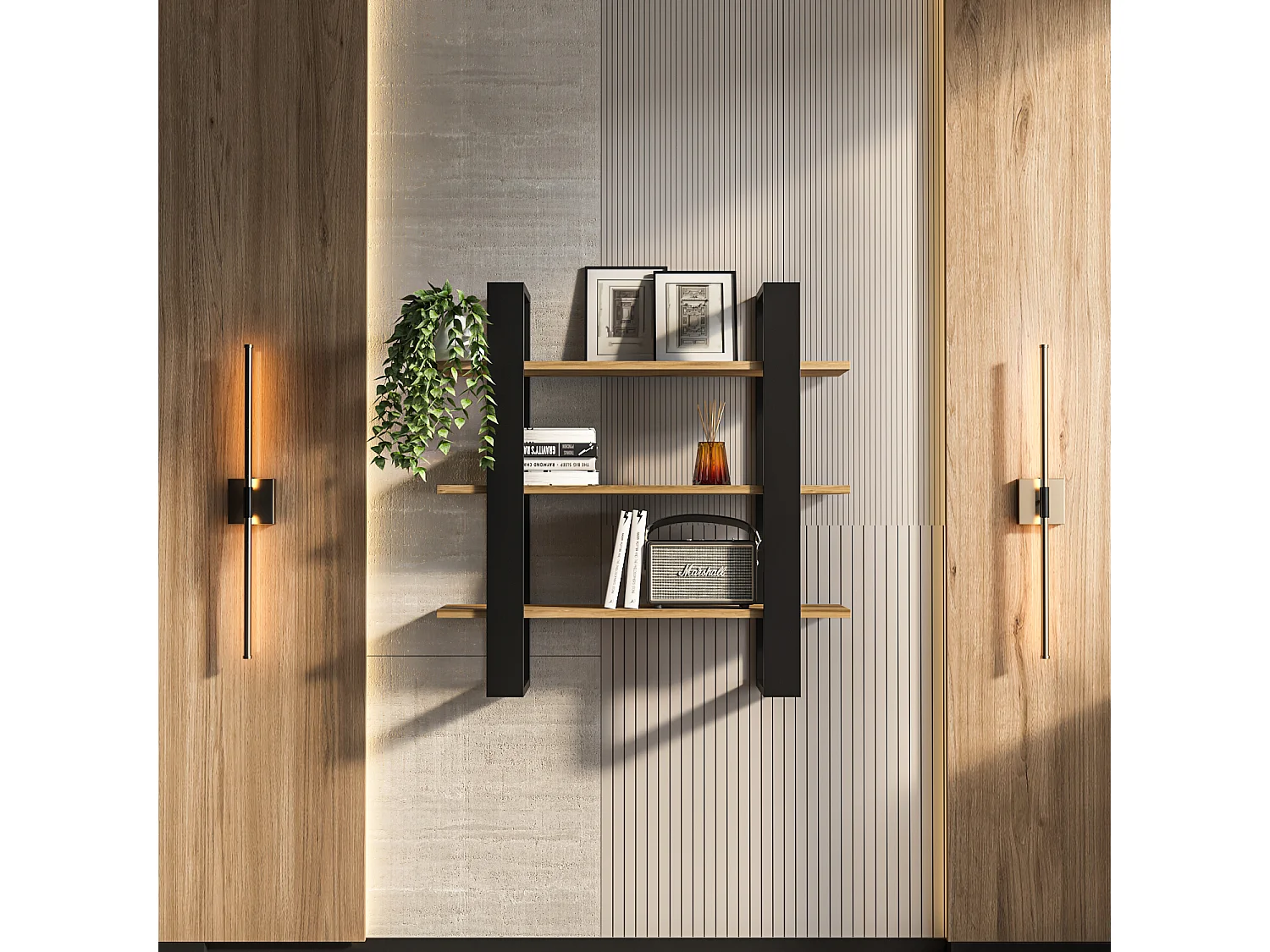 Decorotika Suno 3-tier Wall Shelf  - 90 cm H x 90 cm W x 25.6 cm D