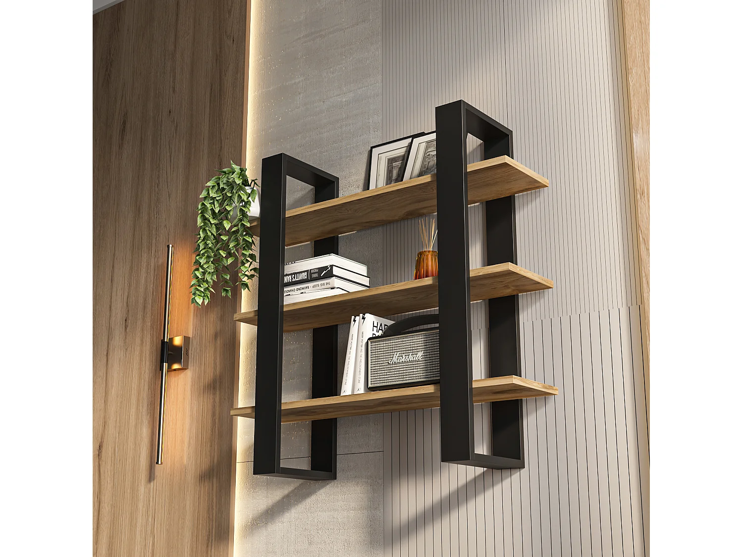 Decorotika Suno 3-tier Wall Shelf  - 90 cm H x 90 cm W x 25.6 cm D