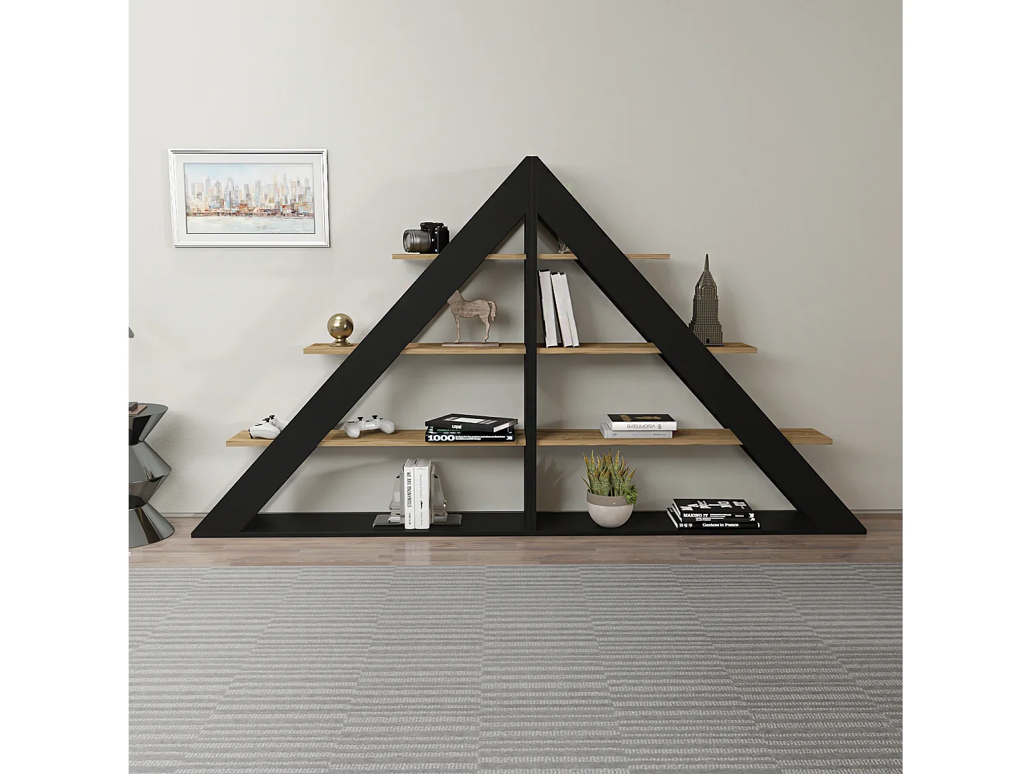 Decorotika Pisagor Corner Bookcase 4-tier - W 120 cm x H 132 cm x D 25 cm