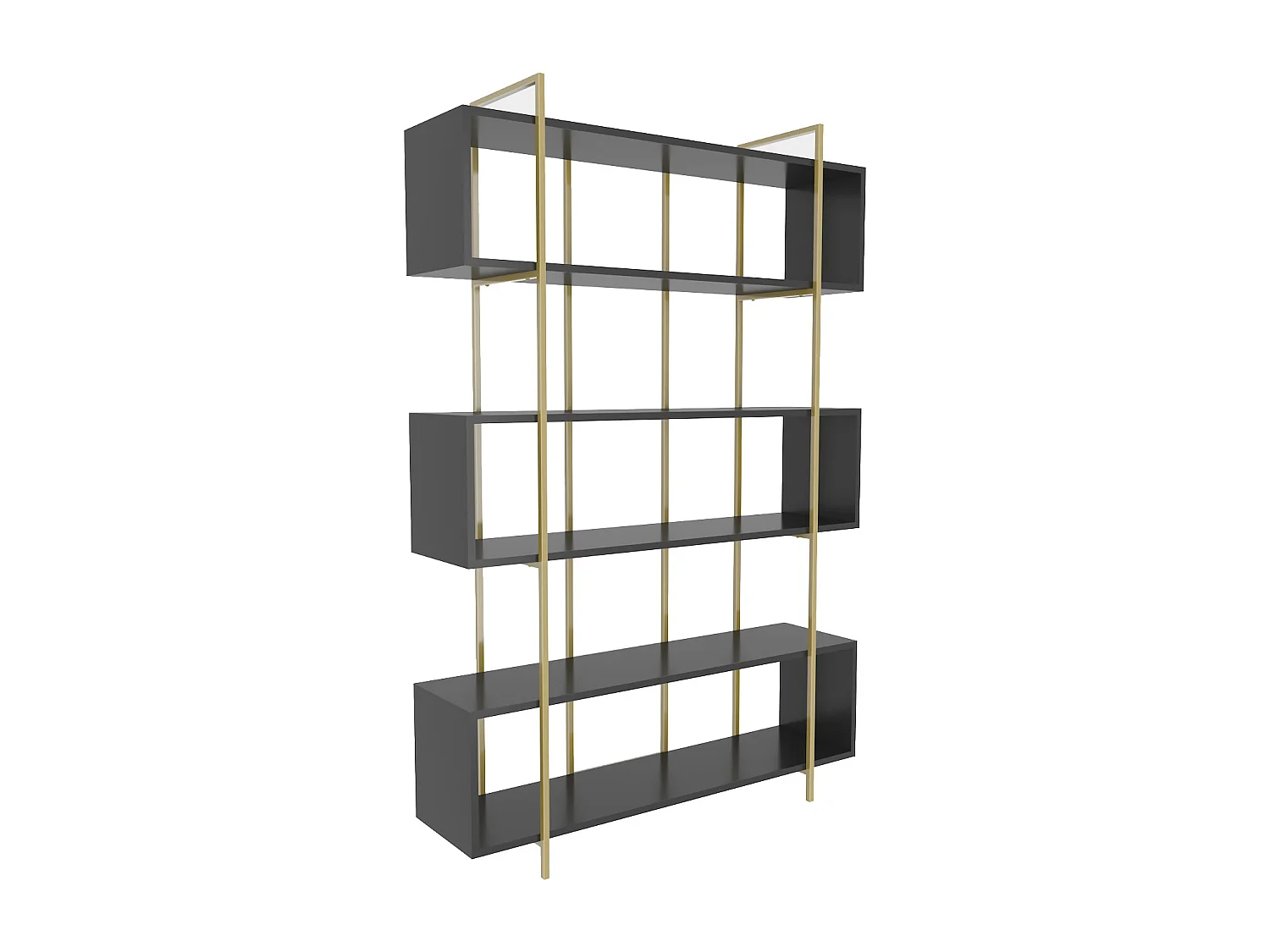 Decorotika Bruti Freestanding Metal Frame Bookcase 180 cm H x 120 cm W x 29,6 cm D