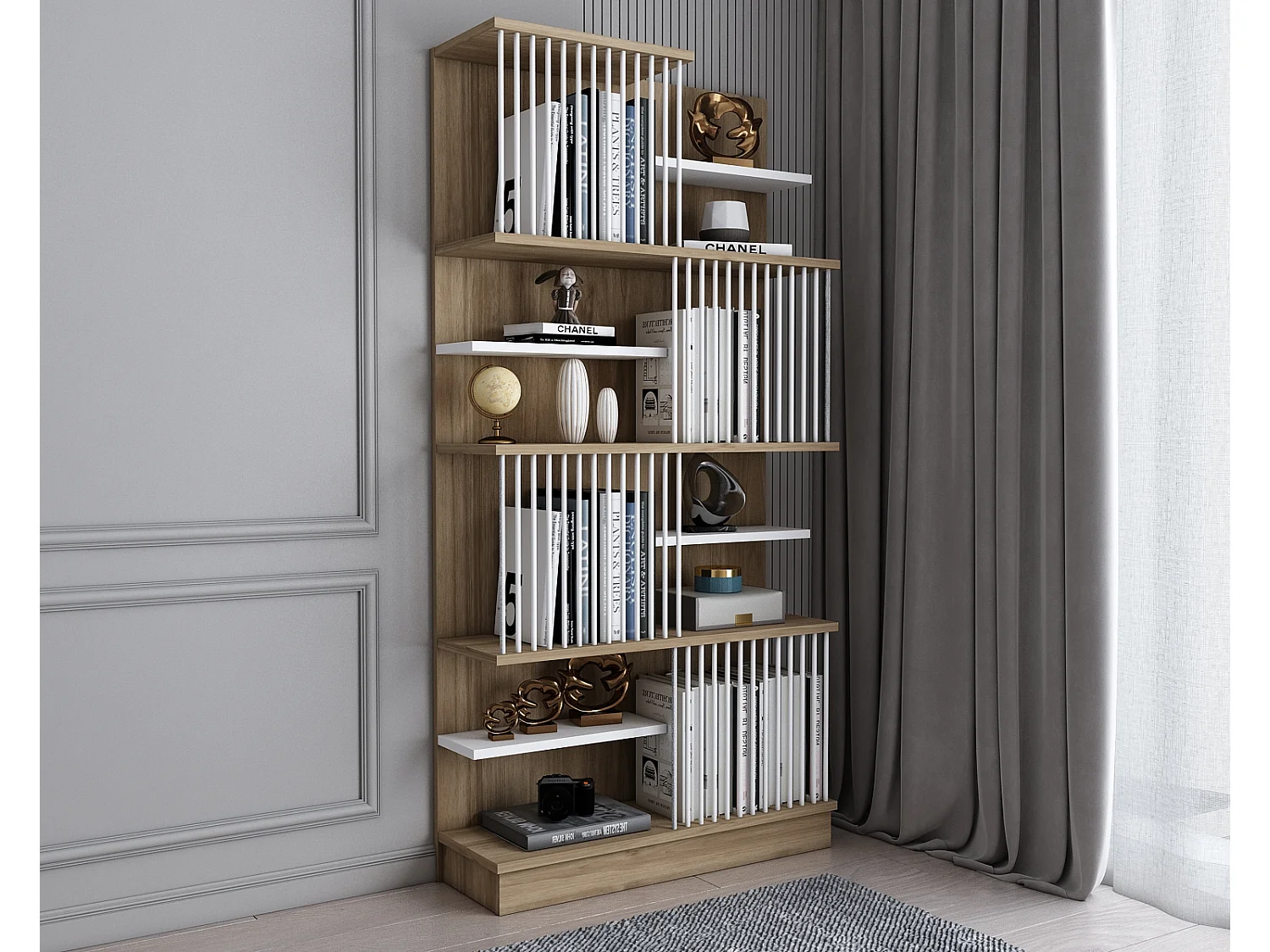 Decorotika Arya Bookcase Special Design - W 80 cm x H 160 cm x D 24.6 cm