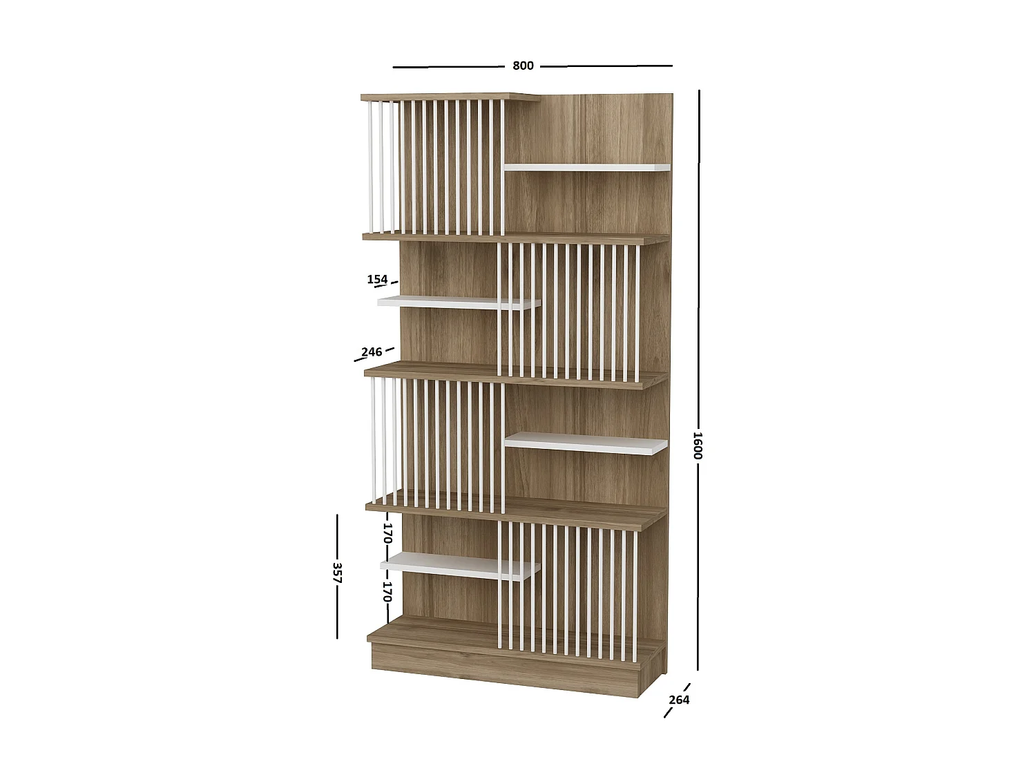 Decorotika Arya Bookcase Special Design - W 80 cm x H 160 cm x D 24.6 cm