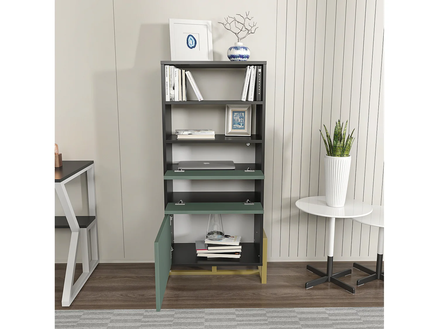 Decorotika Utopia Bookcase with 3 Cabinets and 2 Shelves