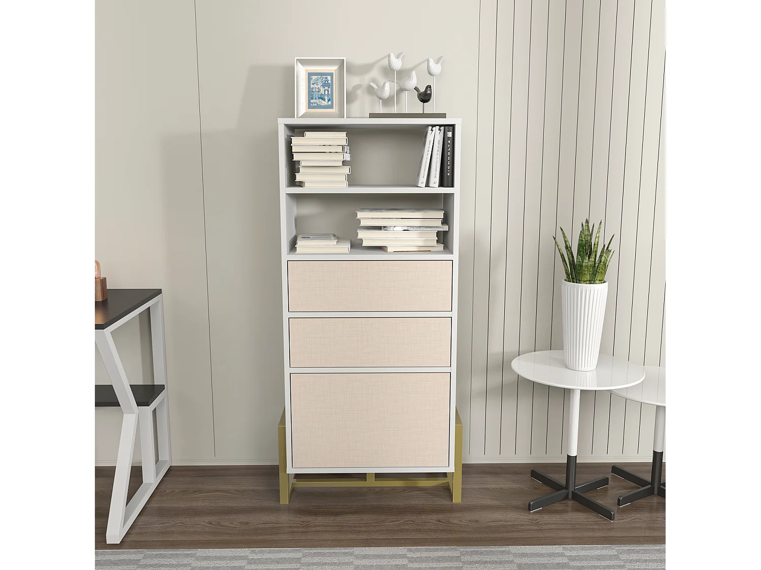 Decorotika Utopia Bookcase with 3 Cabinets and 2 Shelves