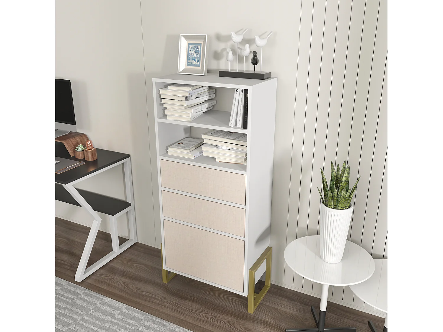 Decorotika Utopia Bookcase with 3 Cabinets and 2 Shelves