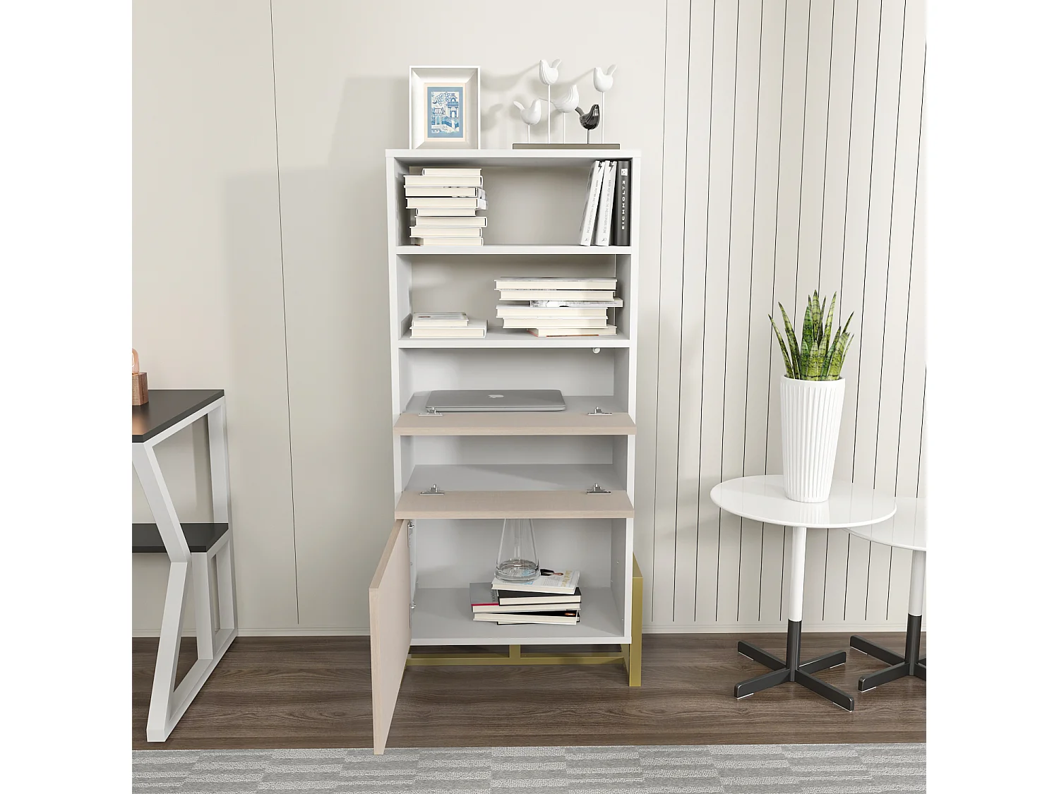 Decorotika Utopia Bookcase with 3 Cabinets and 2 Shelves