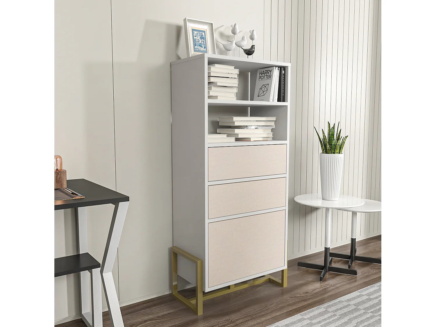 Decorotika Utopia Bookcase with 3 Cabinets and 2 Shelves