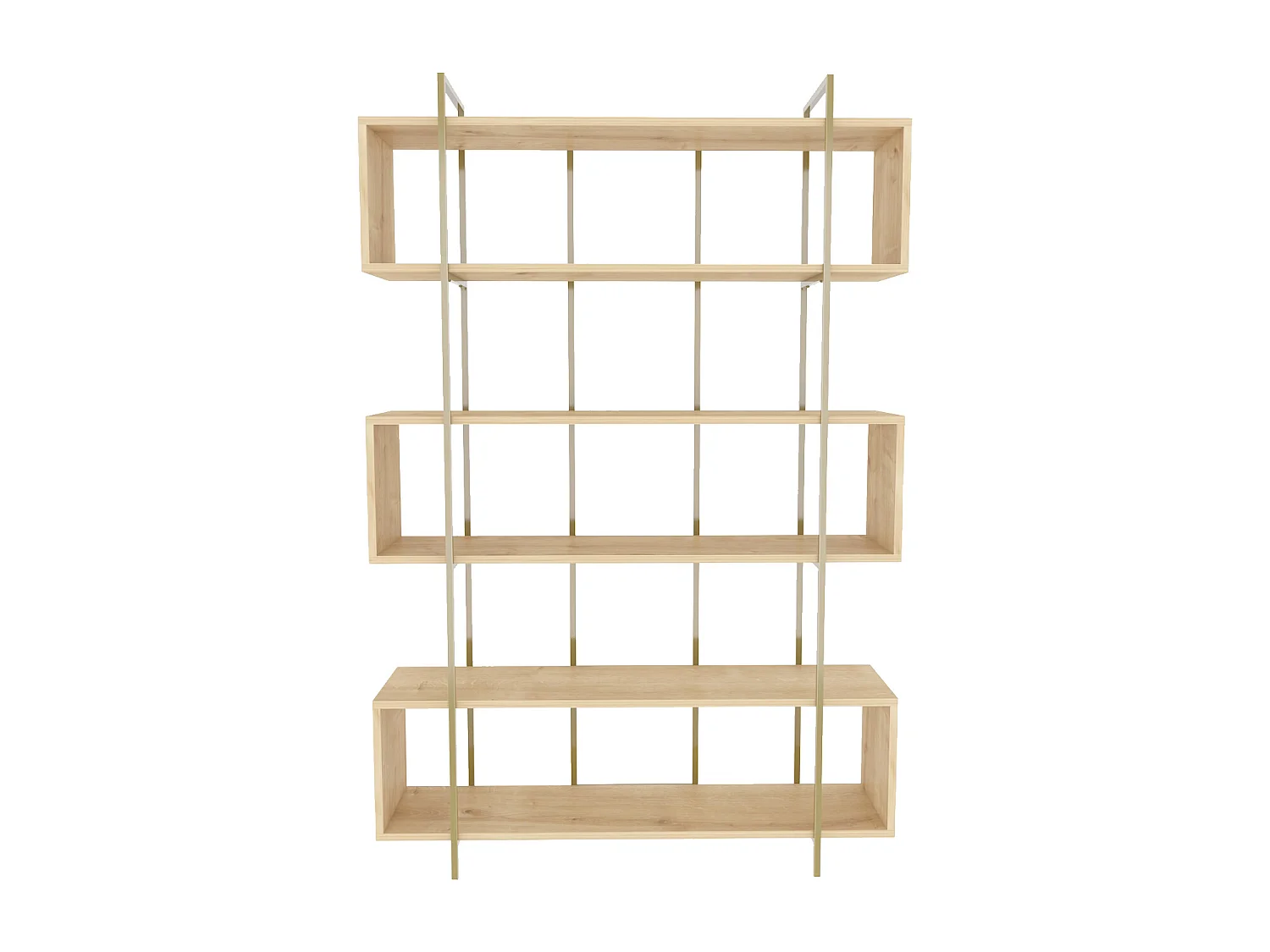 Decorotika Bruti Freestanding Metal Frame Bookcase 180 cm H x 120 cm W x 29,6 cm D