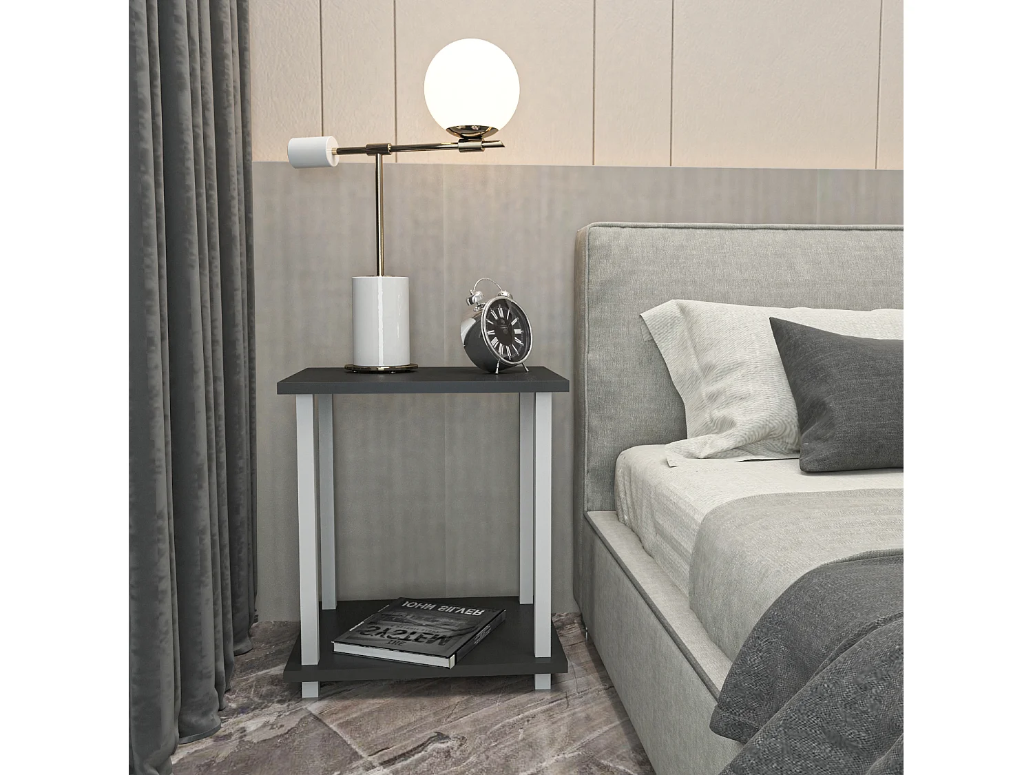 Decorotika Gurnee Metal Frame Side End Table - W 45 cm x H 48 cm x D 35 cm