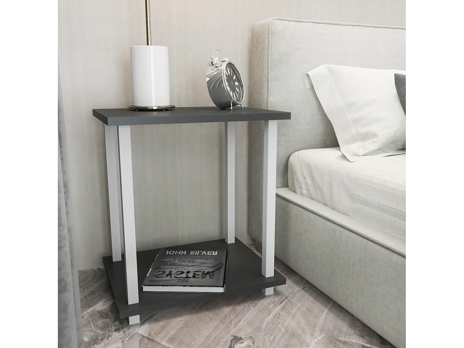 Decorotika Gurnee Metal Frame Side End Table - W 45 cm x H 48 cm x D 35 cm