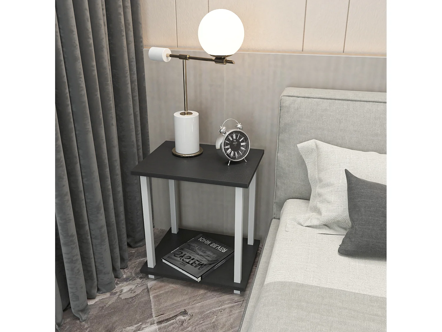 Decorotika Gurnee Metal Frame Side End Table - W 45 cm x H 48 cm x D 35 cm