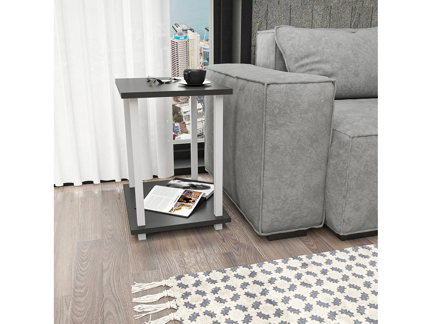 Decorotika Gurnee Metal Frame Side End Table - W 45 cm x H 48 cm x D 35 cm
