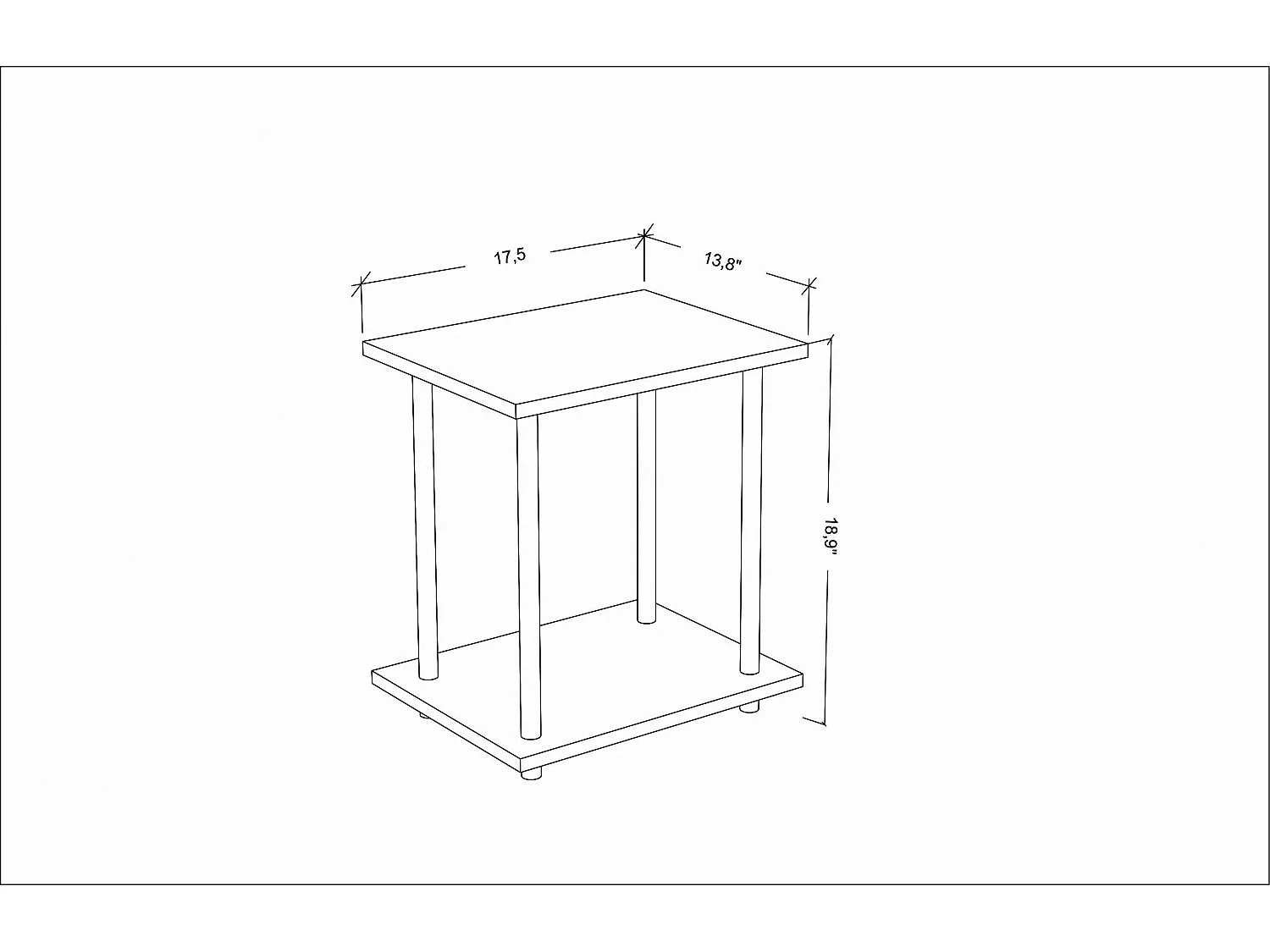 Decorotika Gurnee Metal Frame Side End Table - W 45 cm x H 48 cm x D 35 cm