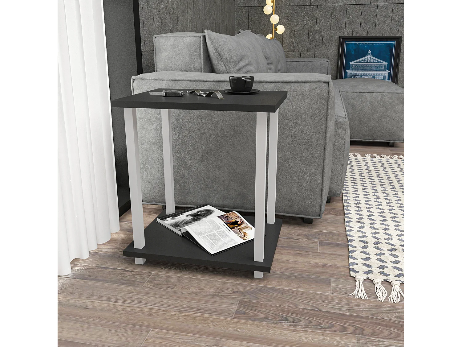 Decorotika Gurnee Metal Frame Side End Table - W 45 cm x H 48 cm x D 35 cm
