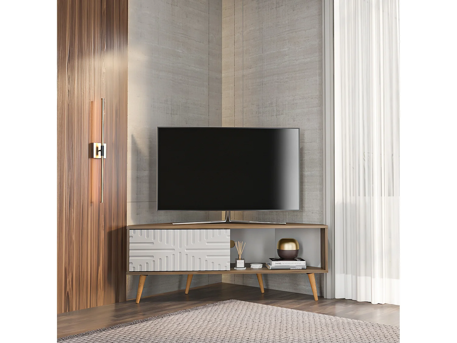Decorotika Modern Mora Corner TV Unit for TVs up to 63 inches