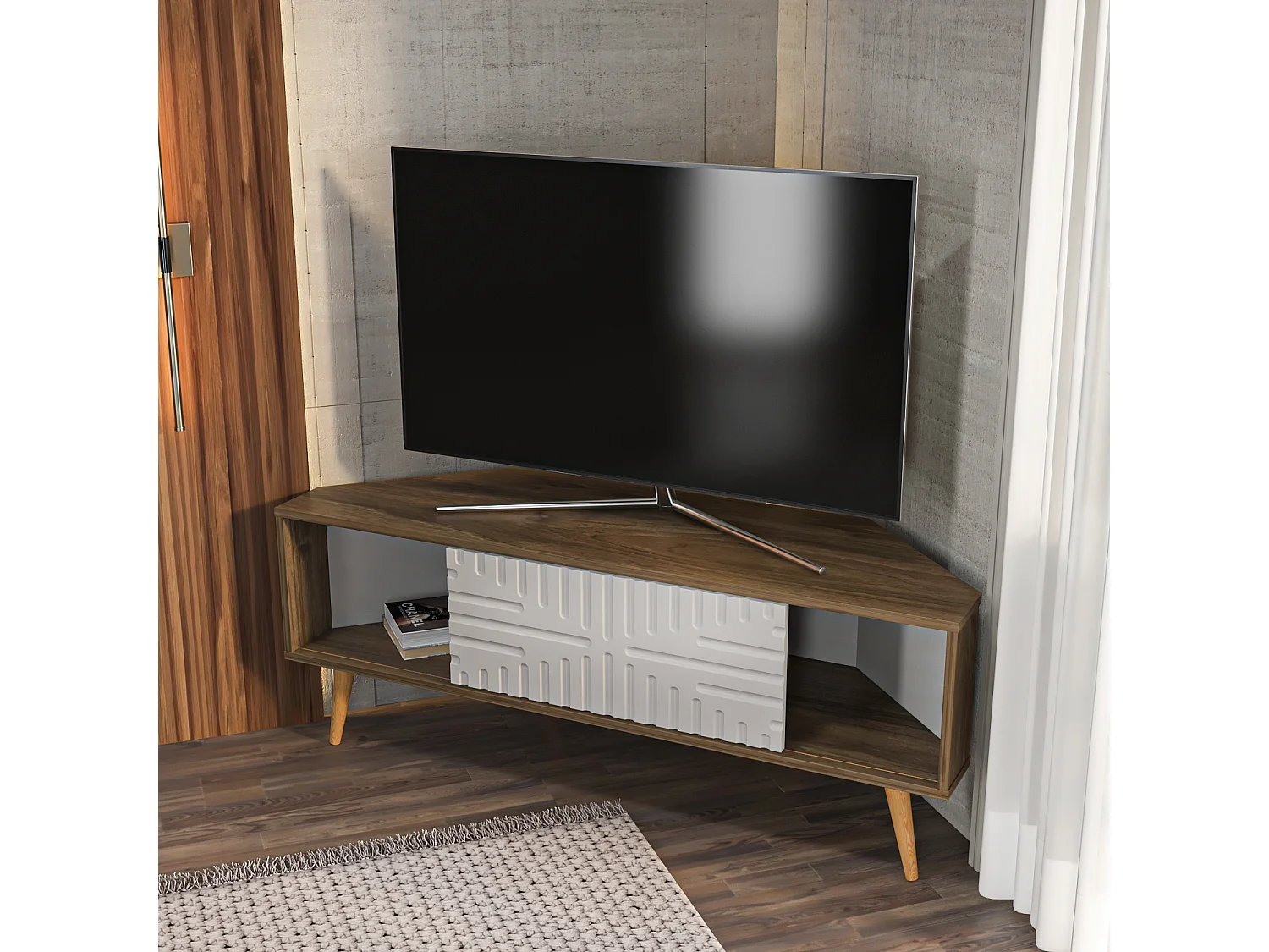 Decorotika Modern Mora Corner TV Unit for TVs up to 63 inches