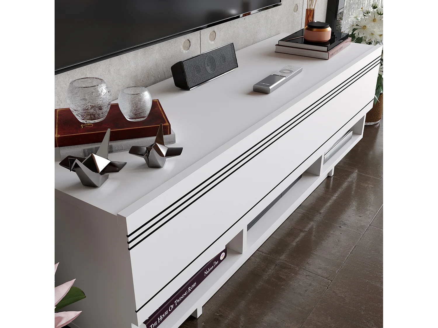 Decorotika Celestia TV Unit for TV's up to 50 inches with Dropdown Cabinets