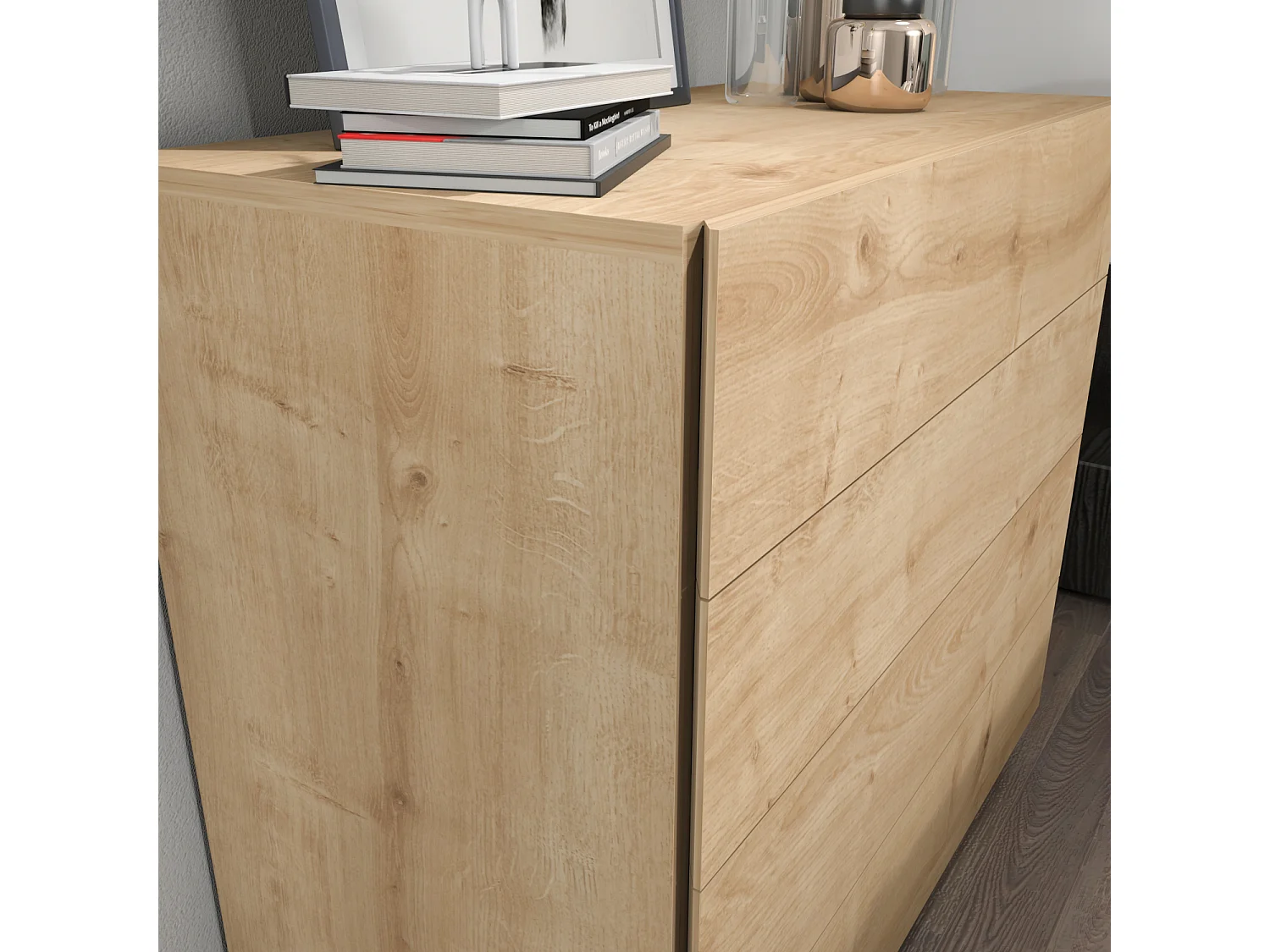 Decorotika Lines Chest of Drawers 4-tier - W 90 cm x H 81 cm x D 45 cm
