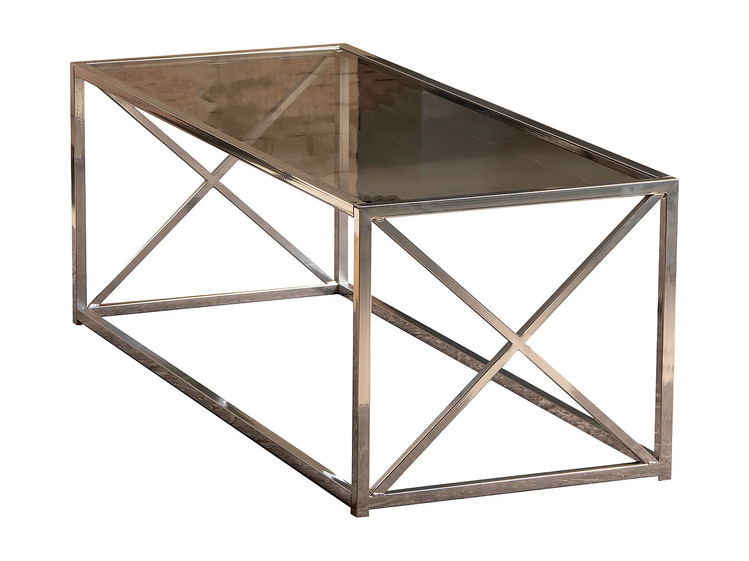 Decorotika Geises Coffee Table Metal Frame and Tempered Glass - 45 cm H x 120 cm L x 50 cm D