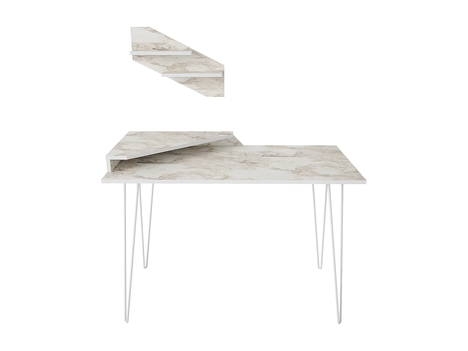 Decorotika Desalvo Study Desk with Wall Shelf and Metal Legs - W 120 cm x H 75 cm x D 60 cm