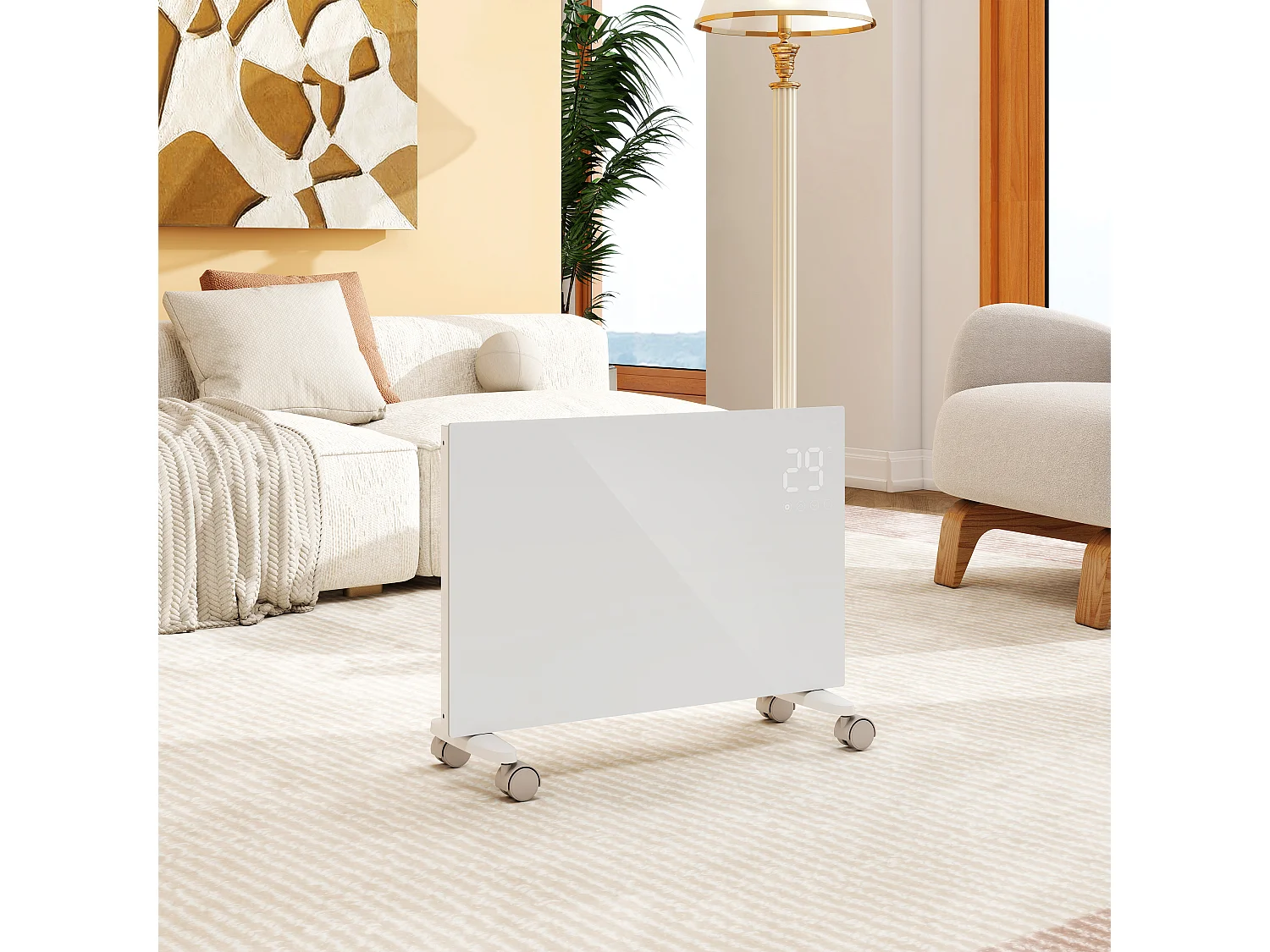 Radiateur électrique connecté WiFi 1500W mobile et mural blanc 62.1x40x7 cm