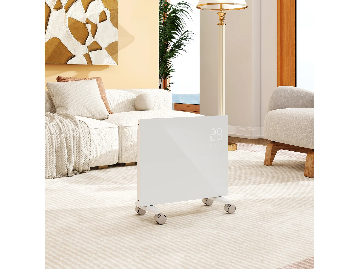 Radiateur électrique connecté WiFi 1000W mobile et mural blanc 48.6x40x7 cm