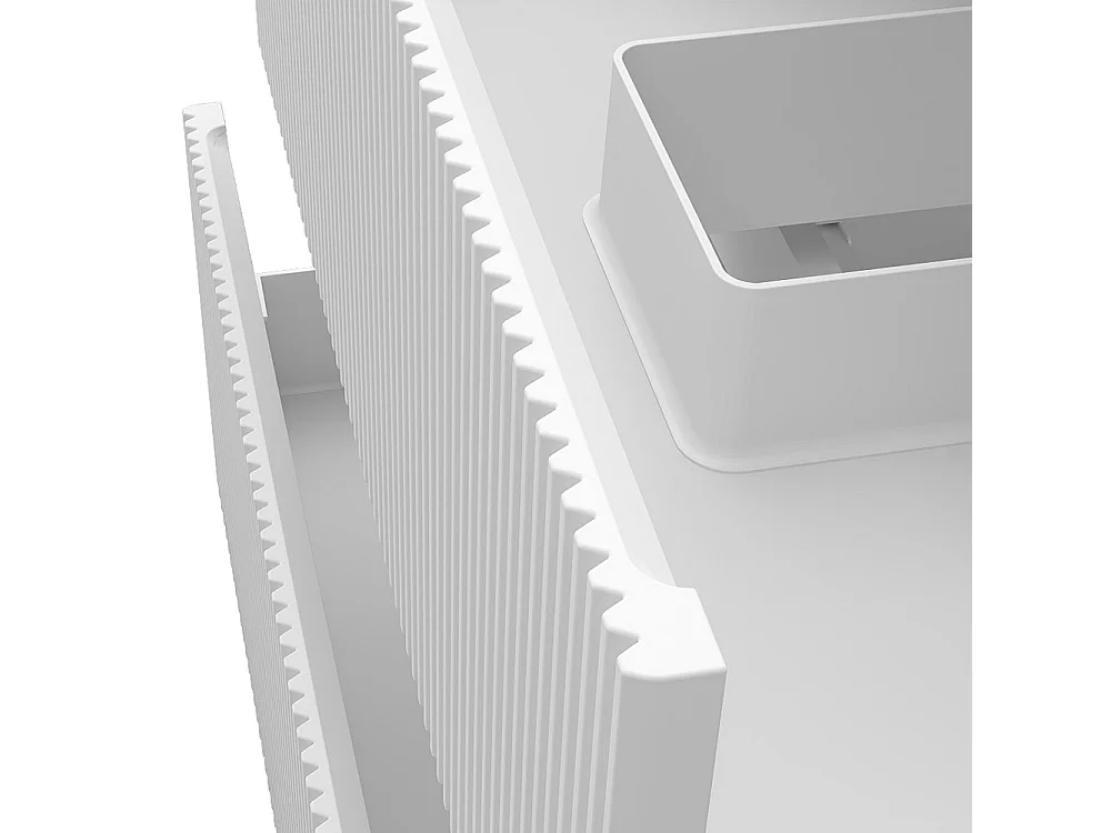 Meuble de salle de bain suspendu Strié 120cm avec pieds + double vasque + 4 tiroirs, Blanc