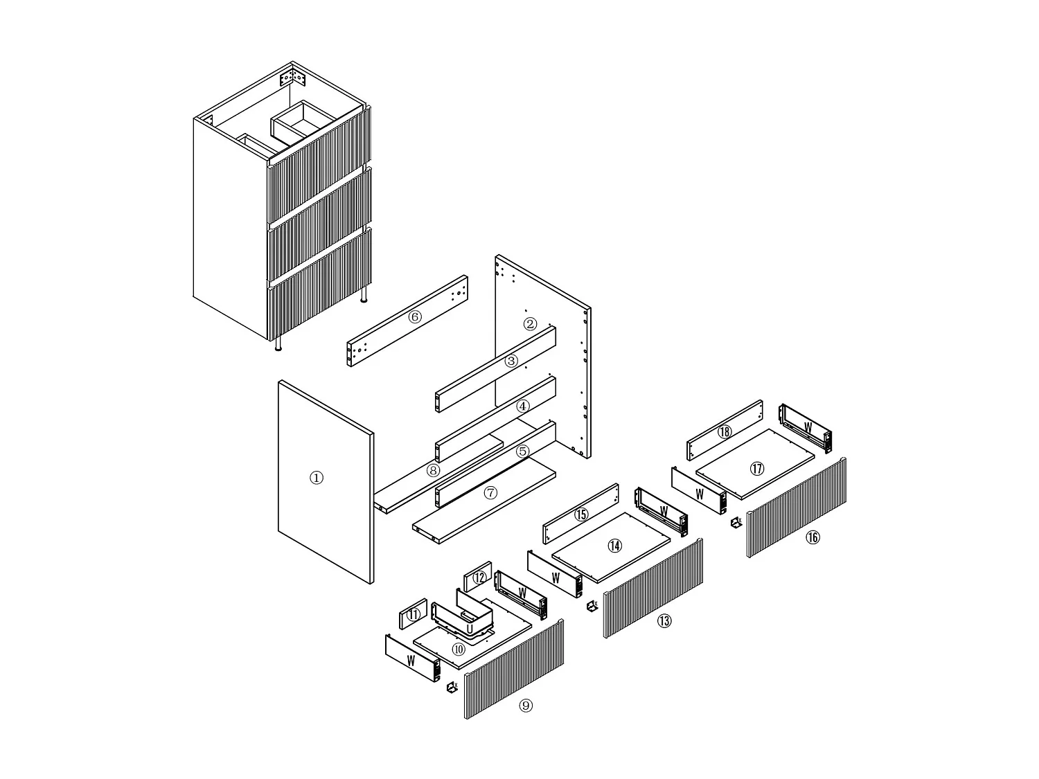 Meuble de salle de bain suspendu Strié 80cm avec simple vasque + 3 tiroirs, Chêne